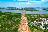 Toàn cảnh công trường cầu dây văng gần 12.000 tỷ đồng nối Hà Nội và Hưng Yên