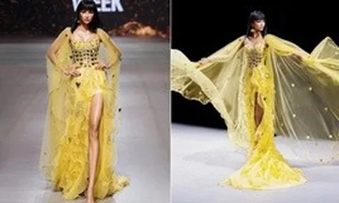 H'Hen Niê hóa nữ thần ánh sáng, làm vedette cho bộ sưu tập của nhà thiết kế Thảo Nguyễn