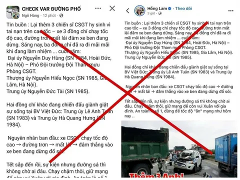 Bác tin 'Lại thêm 3 cán bộ CSGT hy sinh trên cao tốc'