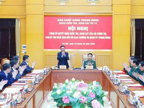 Công bố quyết định kiểm tra, giám sát của Bộ Chính trị, Ban Bí thư đối với Ban Thường vụ Quân ủy TƯ