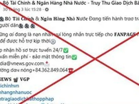 Cảnh báo trang facebook giả mạo Bộ Tài Chính hỗ trợ lấy lại tiền bị lừa