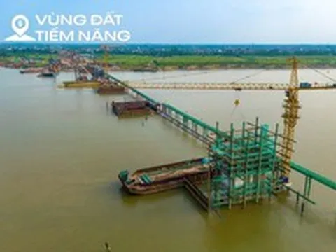 Ngắm cầu gần 10.000 tỷ xây nhanh bậc nhất Hà Nội, dự kiến hoàn thành trong chưa đầy 2 năm, kết nối đại đô thị của Vinhomes và Sun Group